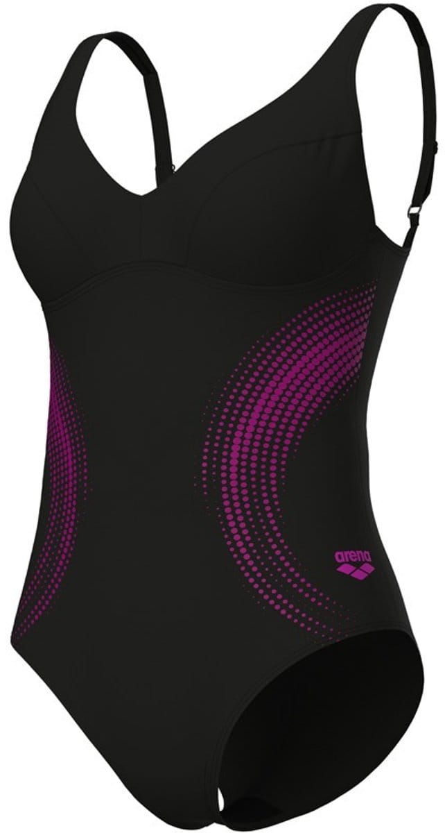 arena dames badpak shimmering zwart & roze