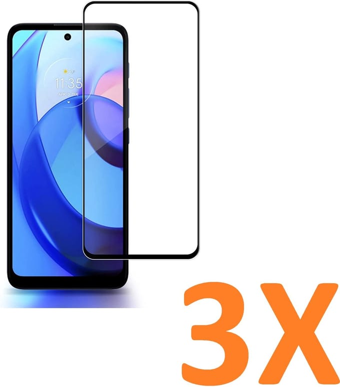 Screenprotector Glas - Full Coverage Tempered Glass Screen Protector [volledige dekking] Geschikt voor: Motorola Moto E20 / E30 / E40  - 3x
