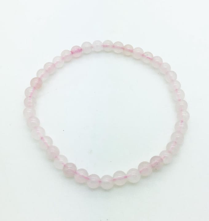Rozenkwarts edelstenen armband - edelsteen - 4 mm maat 18