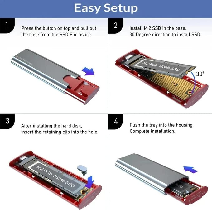 Boîtier SSD M2 NVMe SATA 10 Gbps Boîte SSD M.2 NVME NGFF vers USB 3.1 Boîtier Câble Type-A vers Type-C pour Accessoires SSD M.2 pour PC