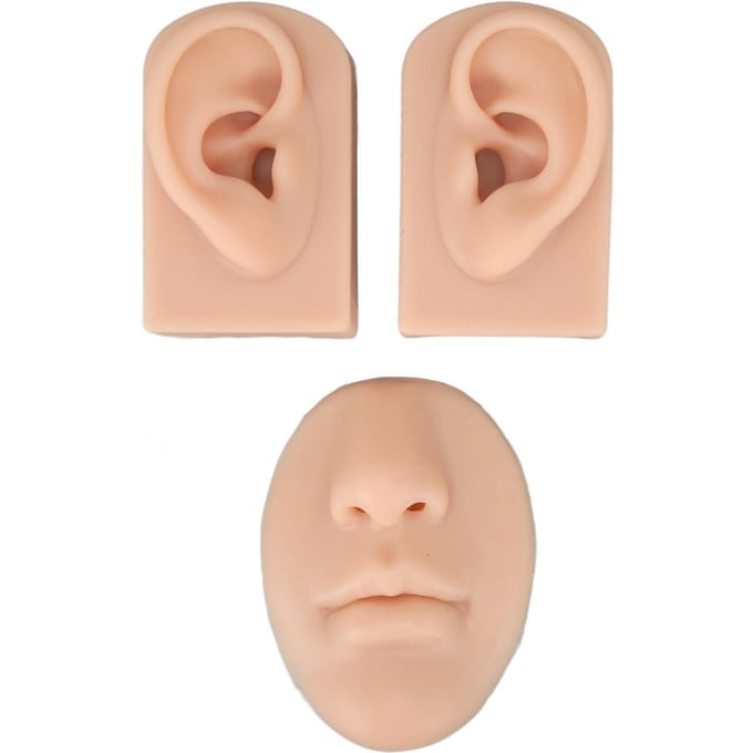 3D Neus- en Mondmodel Siliconen Oormodel Simulatie Display Requisieten voor Piercing Hechtingsoefening beige