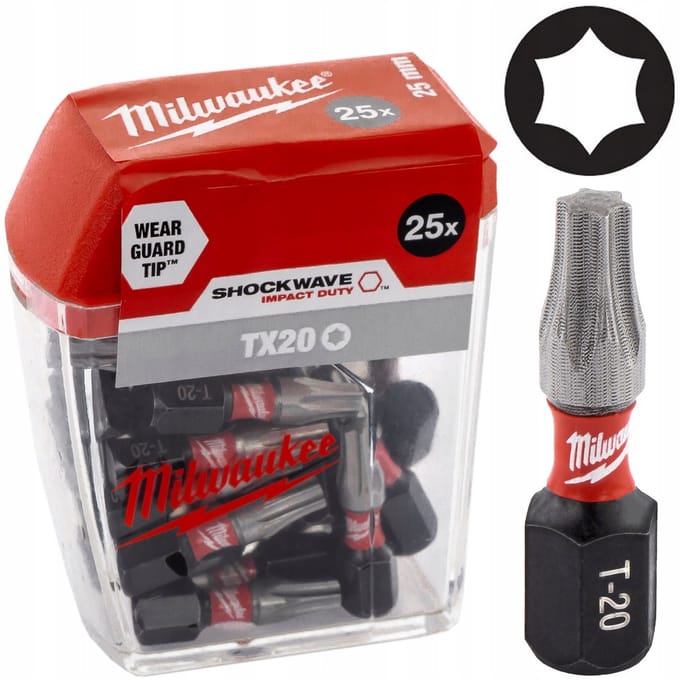 Milwaukee Shockwave slagbits TORX (TX20) 25 mm, set van 25 stuks