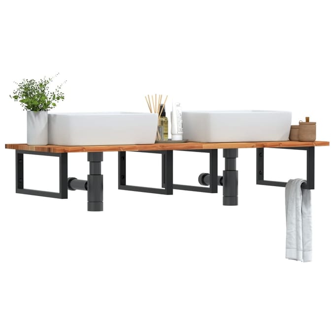 vidaXL - Badkamer - wandschap - staal - en - massief - acaciahout
