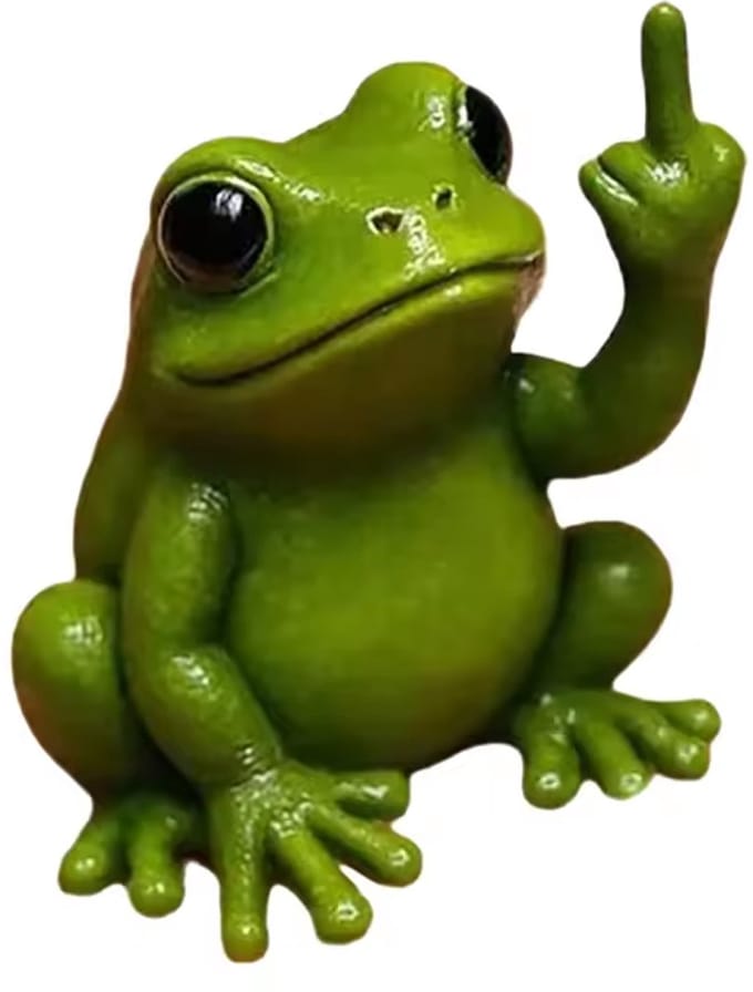 Kikker Middelvinger Beeld - Cadeau - Grappig - Beeldje - Dier - Groen - Tuin