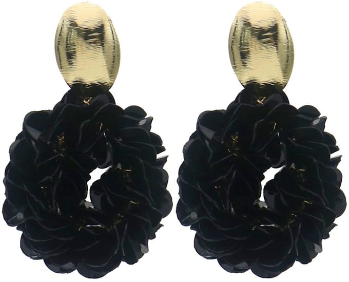 Oorbellen shiny – zwart – 6,5x4 cm