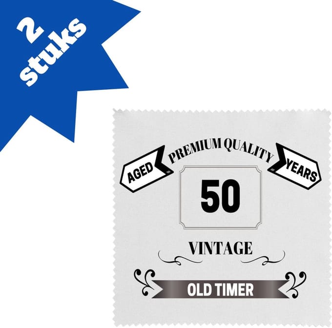 Akyol - oldtimer 50 jaar brillendoekjes - Verjaardag cadeau - papa - collega - grappige tekst - 17,8 bij 17,8 cm - 2 stuks