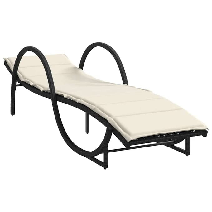 vidaXL - Ligbedden - 2 - st - met - kussens - poly - rattan - zwart