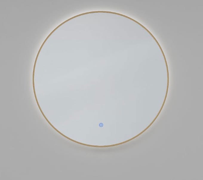 Wiesbaden Novi spiegel rond met LED, dimbaar 60 cm geborsteld messing