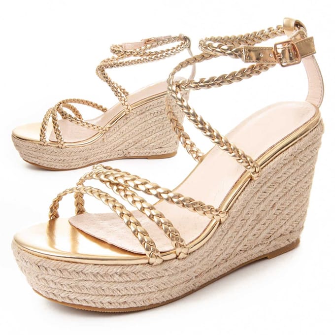 Sandalia Con Cuña De Esparto Para Mujer.  Montevita  Wesparto6  88503 40 goud