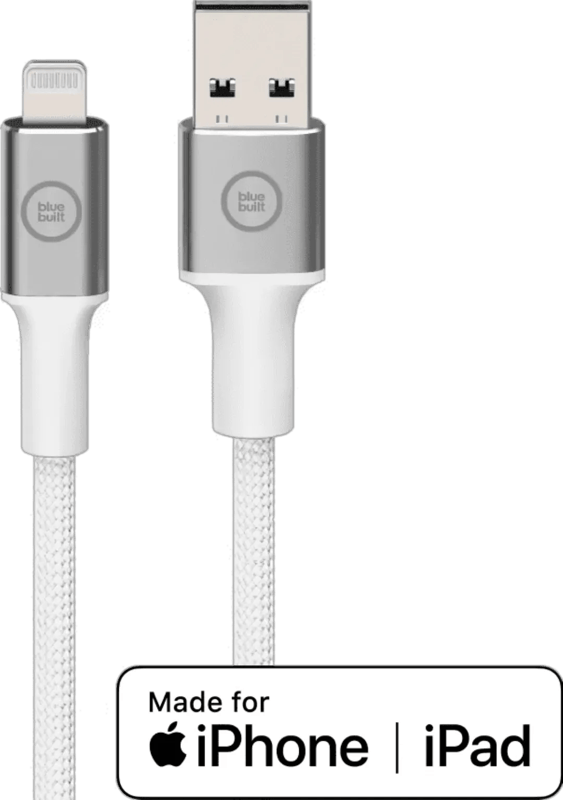 BlueBuilt Usb A naar Lightning Kabel 1,5m Nylon Wit