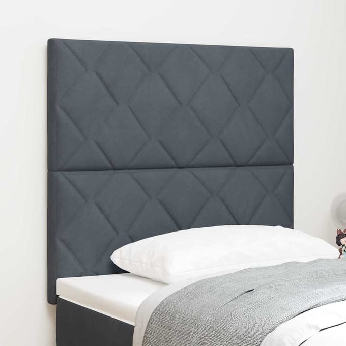 vidaXL - Hoofdbord - Donkergrijs - 90 - cm - Fluweel