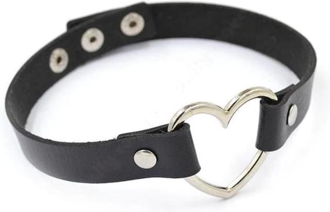 WiseGoods - Premium Choker - Ketting Zwart met Hart - Halsband - Heart - Gothic - 35 + 5 cm
