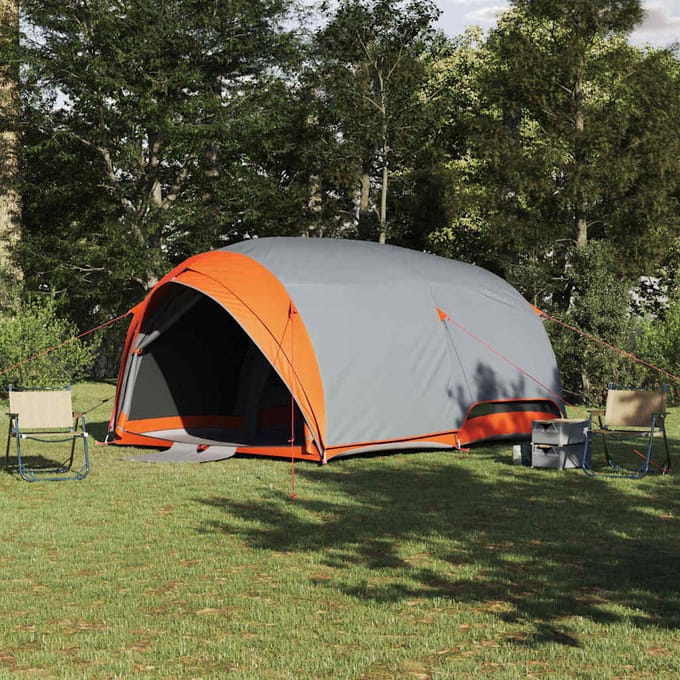 vidaXL - Tunnel - tent - 6-persoons - Grijs - en - Oranje - taft - Waterdicht