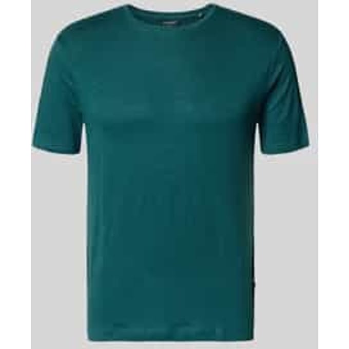 T-shirt van mix van linnen en elastaan met ronde hals