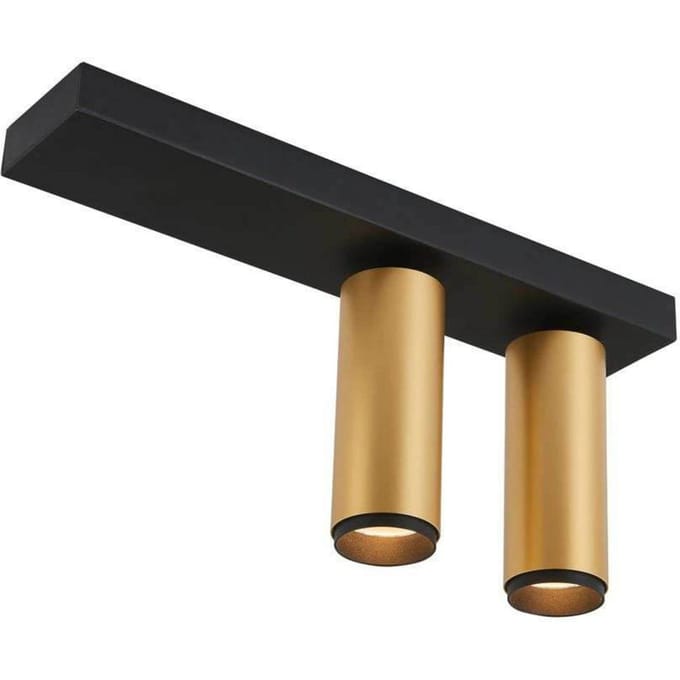 LOOM DESIGN LED plafondspot X-Beam, 2-lamps, zwart/goud