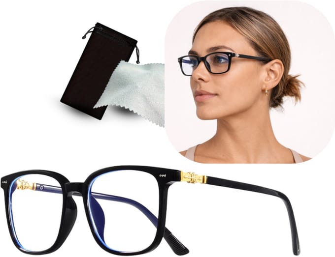 Computerbril | CRIXUS | Zwart/Goud | Anti Blauw Licht Filter Bril | Beeldschermbril