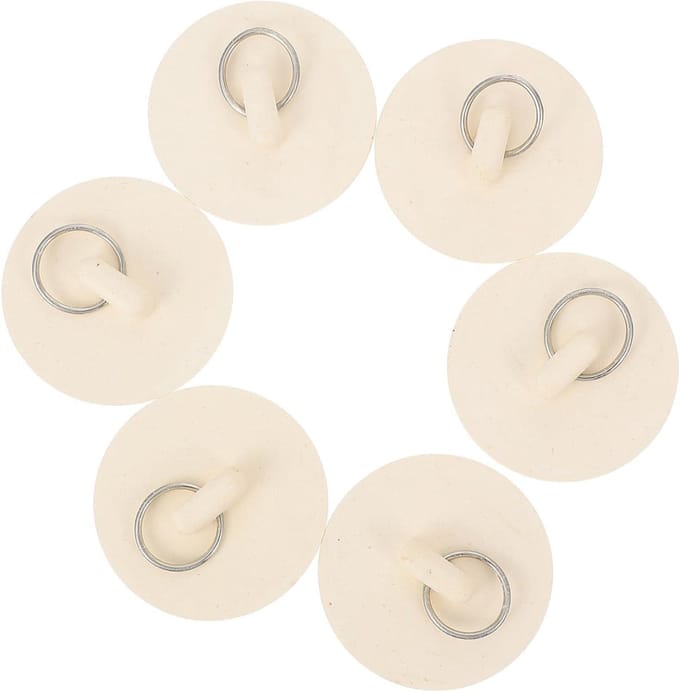Gootsteenstop Set - Afvoerpluggen - Water Dicht Maken - Met Ophangring - 6 Stuks - Wit
