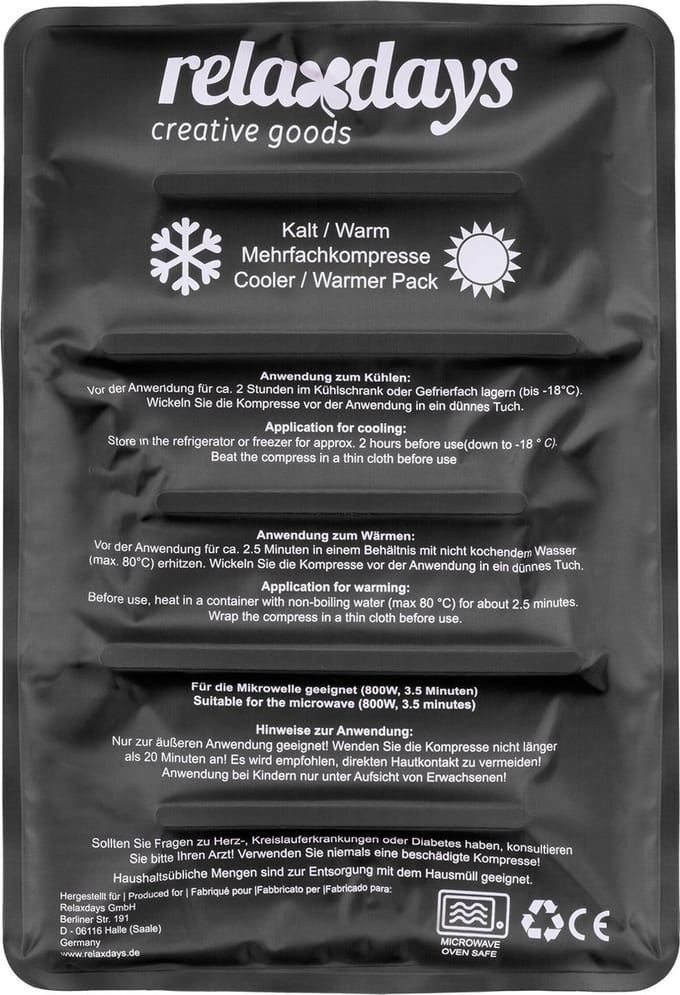 cold pack - 25 x 36 cm - gel pack - herbruikbaar - zwart