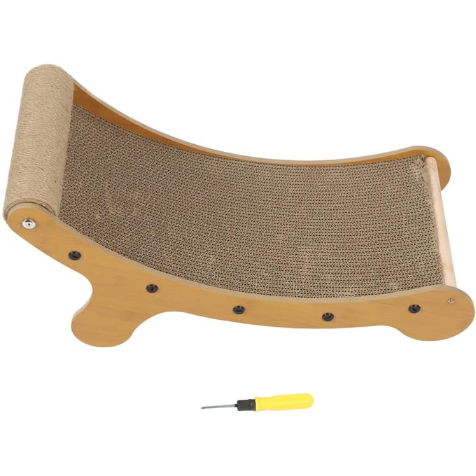 Kattenkrabber Loungestoel Multifunctioneel Duurzaam Gebogen Kattenkrabmat Kattenkrabkarton voor brown