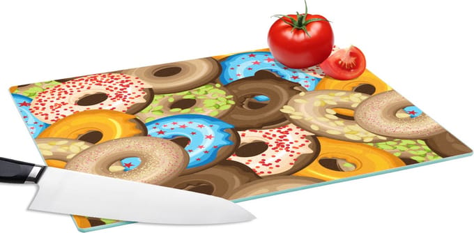 Glazen Snijplank - 39x28 - Donuts - Patronen - Sterren - Snijplanken Glas