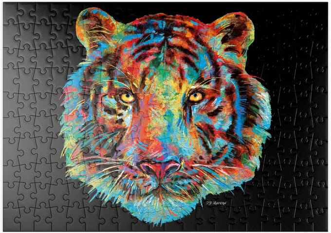 Puzzel Tijgerkop - Legpuzzel 200 - Ontspanning Thuis - Levendige Pop Colors - 48 x 34 cm - Multicolor