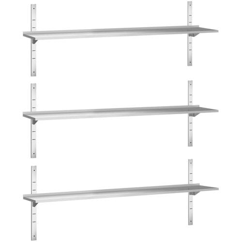 GGM Gastro Wandborde PREMIUM - 2000x400mm - mit 3 Etagen Zilver