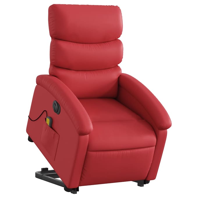 vidaXL - Sta-op-massagestoel - elektrisch - kunstleer - rood