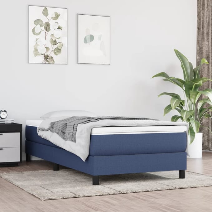vidaXL - Boxspring - bed - 90x200 - cm - stof - blauw