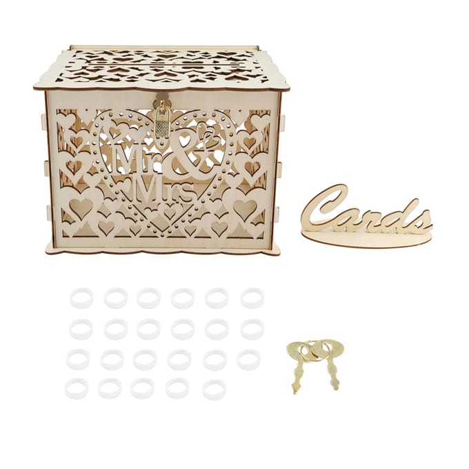 Bruiloft Kaartendoos met Sleutels DIY Geld Geschenkdoos Voor Verjaardagsfeest beige