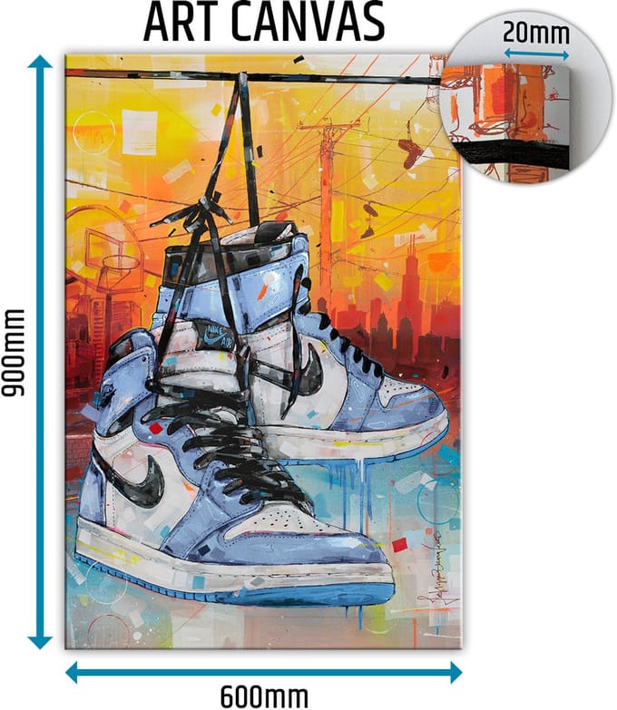 Sneaker canvas powerlines university blue 60x90 cm