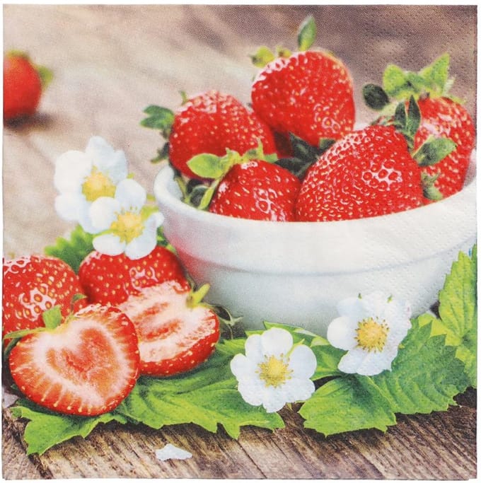 PAPSTAR servetten aardbeienprint, 33 x 33 cm