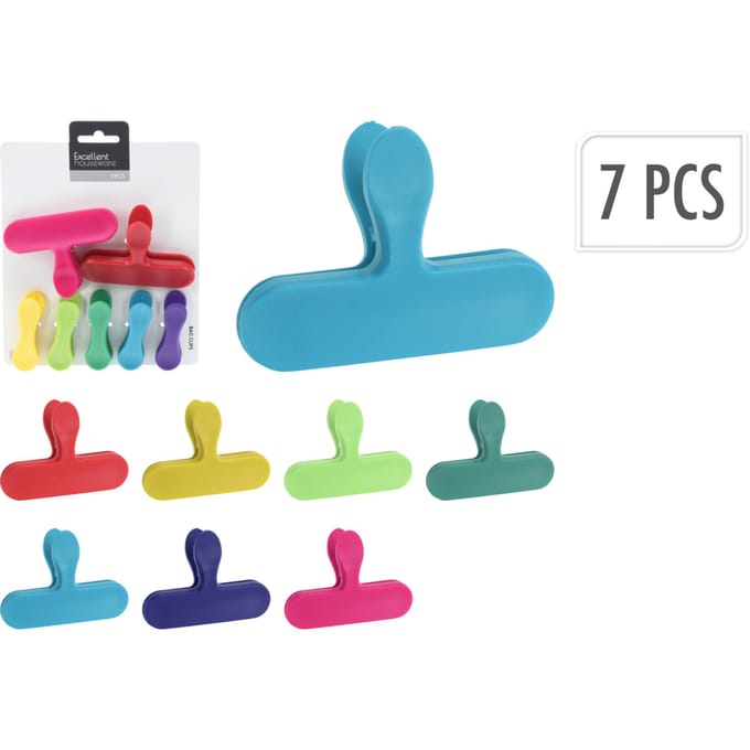 Set van 7 transparante vershoudclips