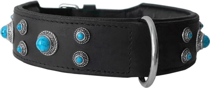 Hondenhalsband Leather Antique Turquoise - 60 cm lang