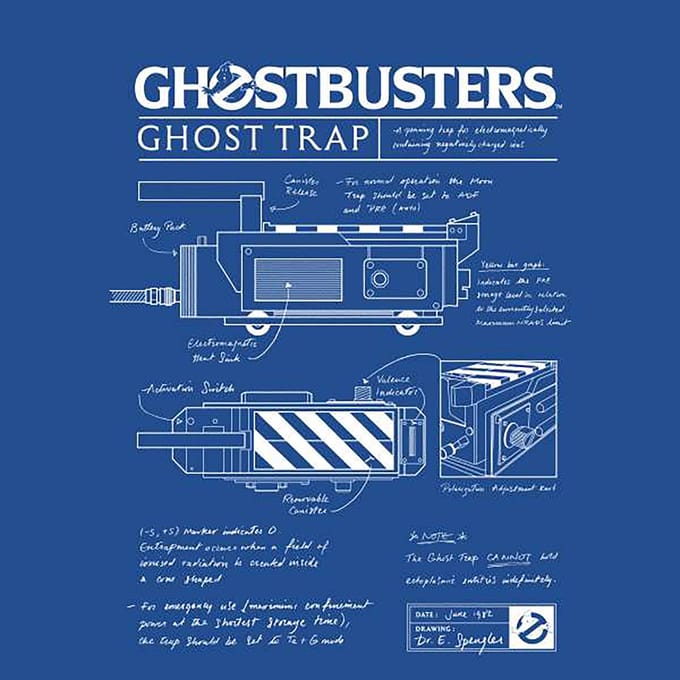 Ghostbusters Ghost Trap Schematic Men's T-Shirt - Blue - S