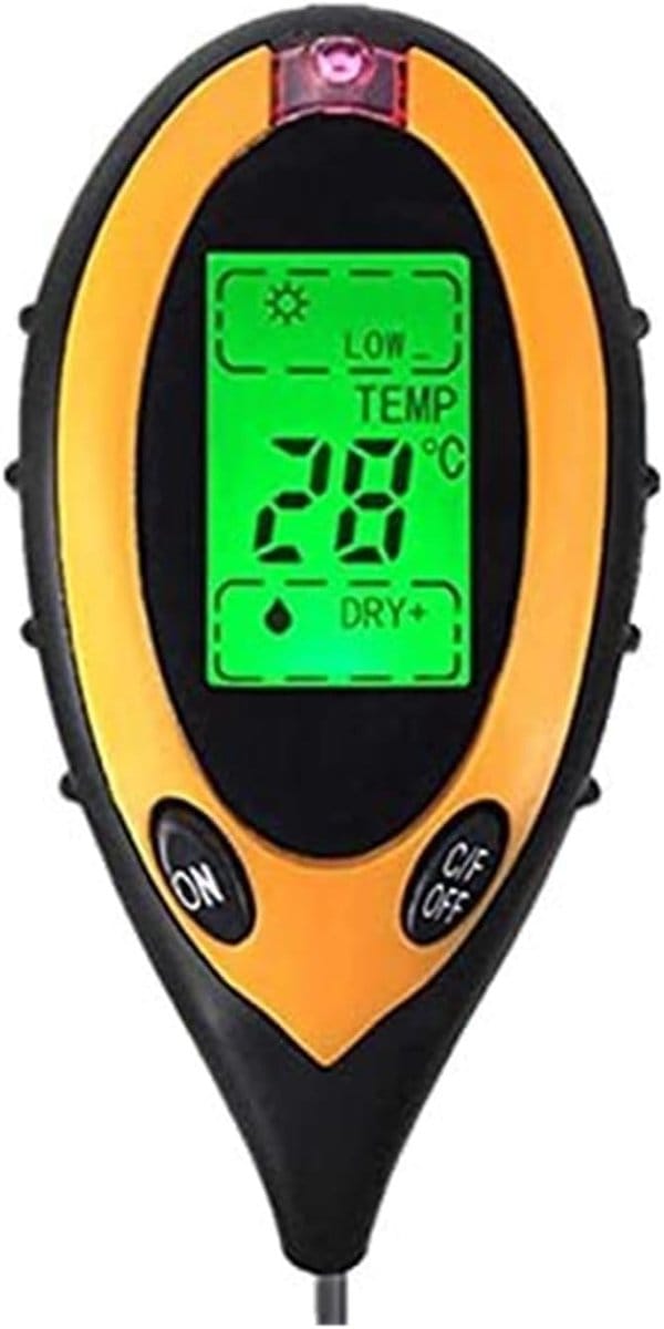 Bodemtester 4-in-1 - PH Meter Vochtmeter - Plantenverzorging Tuin - Digitale Metingen - LCD Display - Square