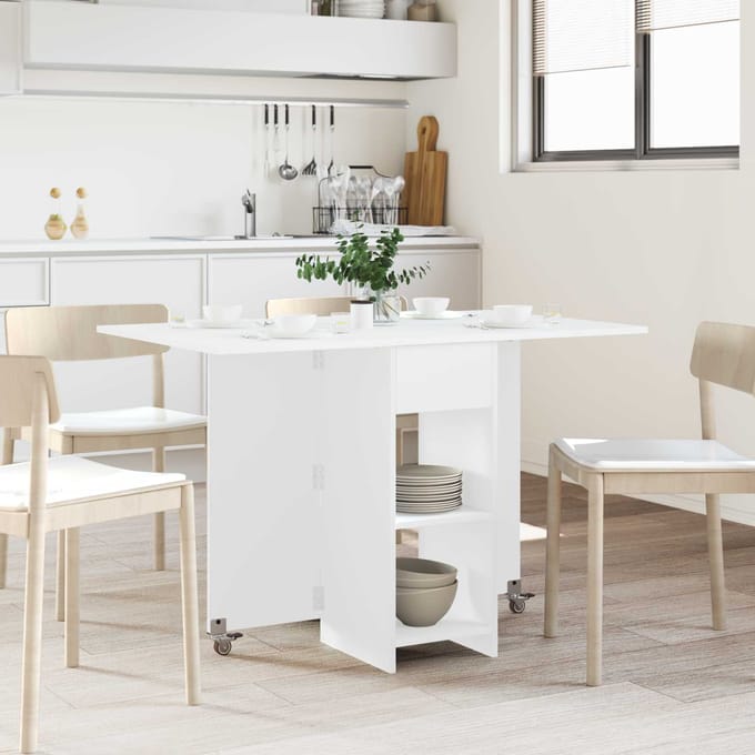 vidaXL - Eettafel - 115 - x - 70 - x - 75 - cm - Bewerkt - hout - Wit - Rechthoekig
