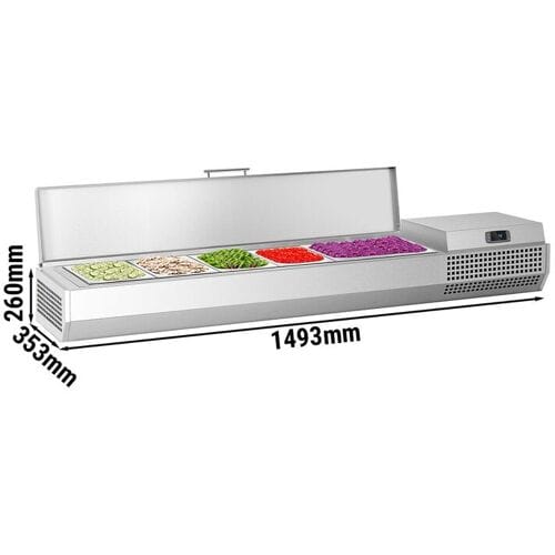 GGM Gastro Opzetkoelvitrine PREMIUM PLUS - 1493x353mm - 6x GN 1/4 zilver