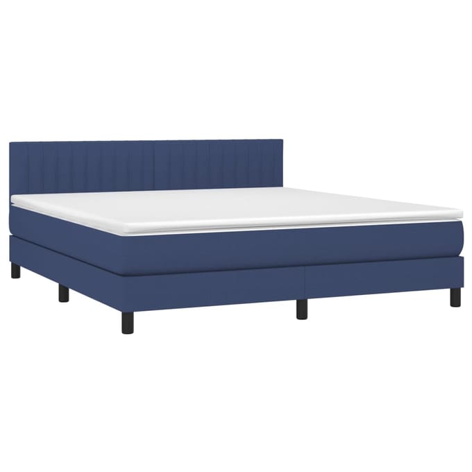 vidaXL - Boxspring - met - matras - en - LED - stof - blauw - 160x200 - cm