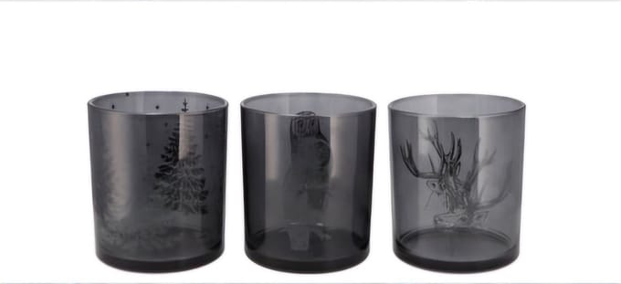 JOLLY TRANSPARENT GREY T-LIGHT 7X8CM - set van 3