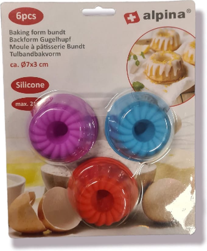 Gietvorm zeep, cupcake vorm mini tulband 6st, Alpina