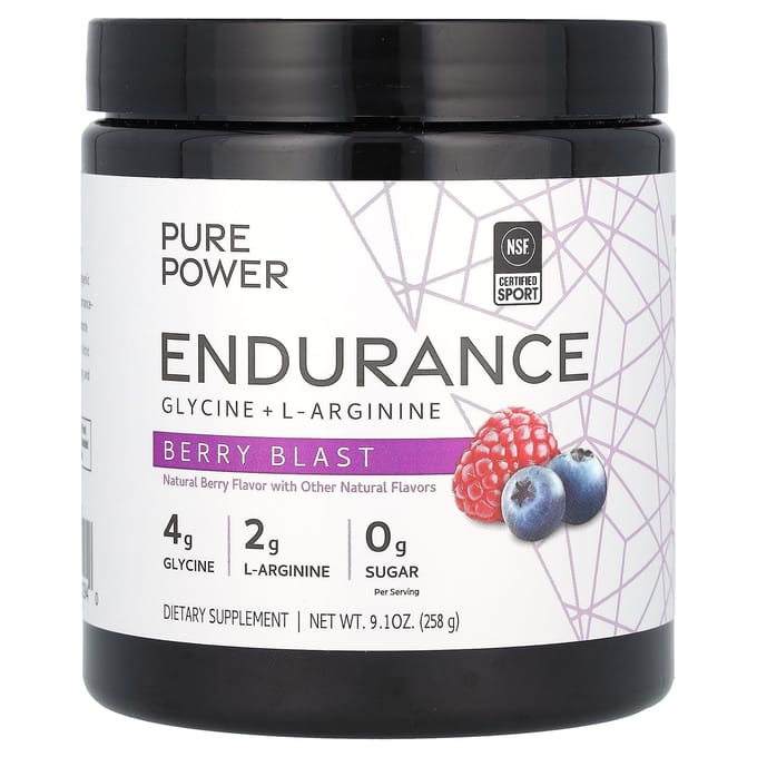 Dr. Mercola, Ingrédients Purs, Endurance, Glycine + L-Arginine, Explosion de Baies, 9.1 oz (258 g)