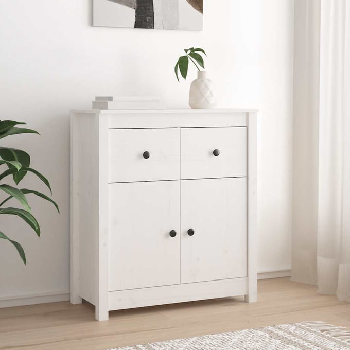vidaXL - Dressoir - 70x35x80 - cm - massief - grenenhout - wit