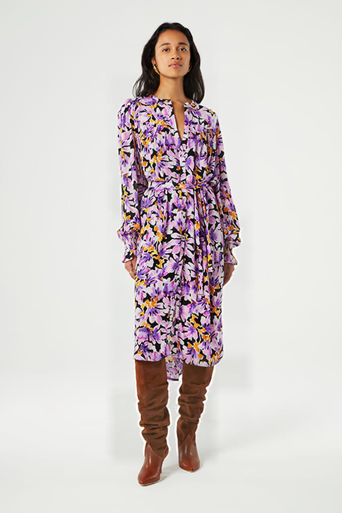Fabienne Chapot Willow Dress Cookie Caramel/grape Maat: 36 | Blousejurken Outlet | Dames | Bruin