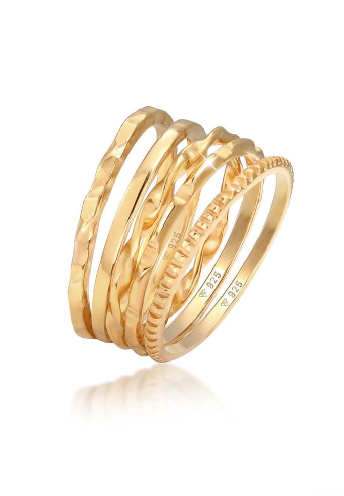 Elli - Ring - Dames Stacking Ringen Set van 5 Basic Minimal Filigraan Trend in 925 Sterling Zilver - Dames