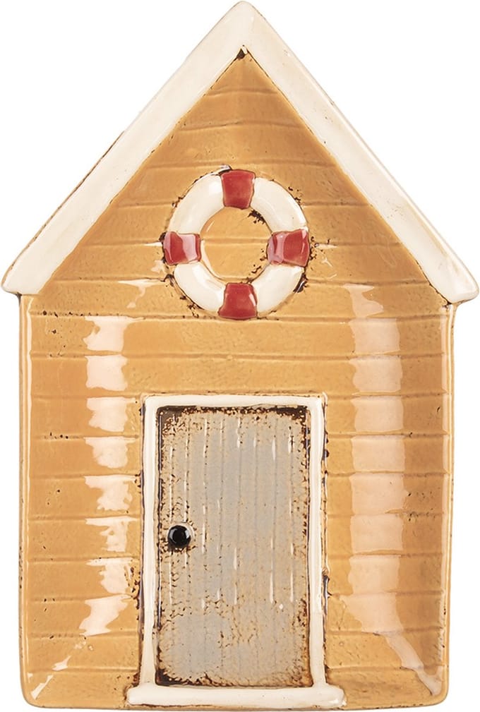 Clayre & Eef Serveerschaal Huis 25x17 cm Geel Keramiek