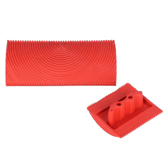 2 Pièces/Ensemble Caoutchouc Dentelé Effet Grain de Bois Pinceaux Outils de Peinture Décoration Murale DIY red