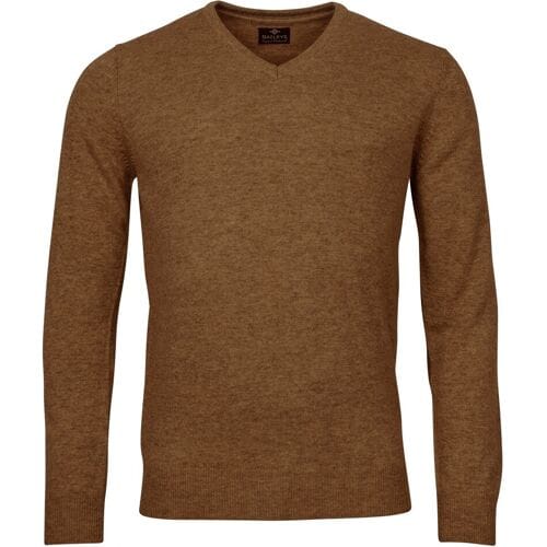 Baileys Trui V-Neck Lambswool Uni Color Single Knit Bruin / male