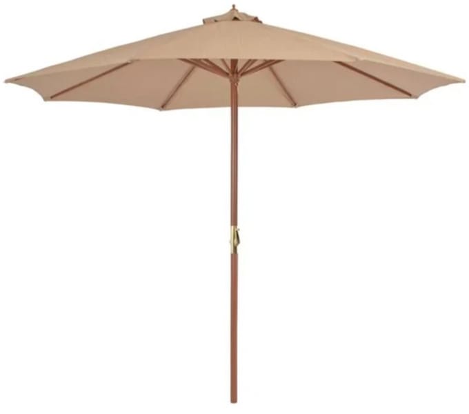 Parasol met houten paal 300 cm taupe