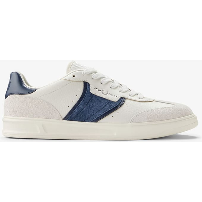 Fred Perry B4 Textured Leder/Suède Heren Porselein/Blaue Sneakers