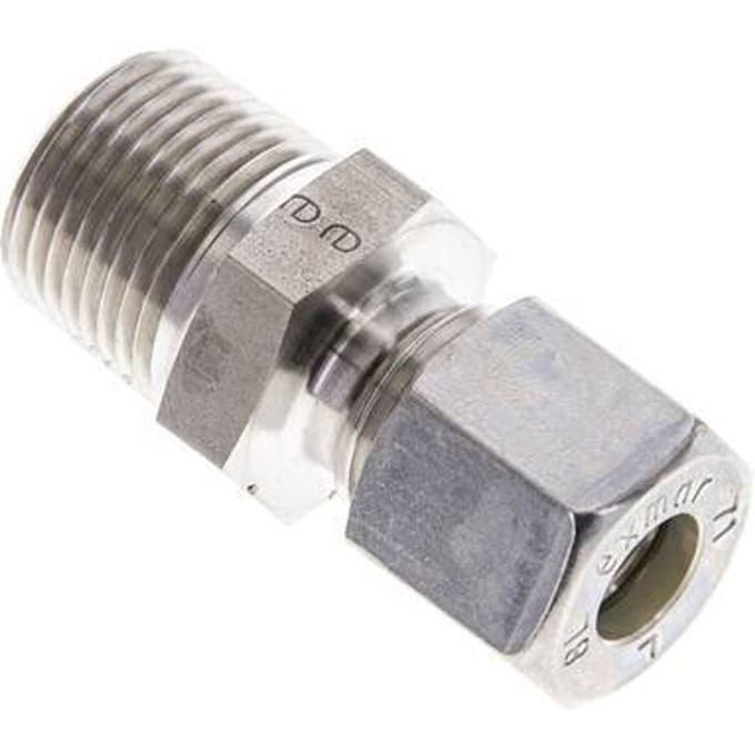 3/8'' NPT Buitendraad x 8L RVS Rechte Knelfitting 315 Bar DIN 2353 - FL2S-MO-ST-038N-08-L